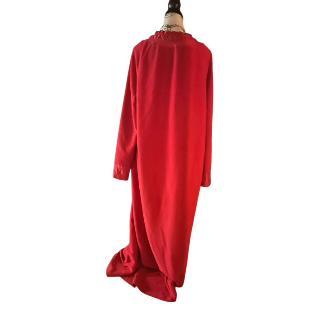Vintage 70s Red Vanity Fair Lounge Maxi House Dress Sleepwear Large Traditional - Picture 2 of 16